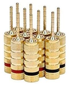 Monoprice 109438 Copper Speaker Closed Plugs - 5-Pair, Pin Screw Type (2 Pack)