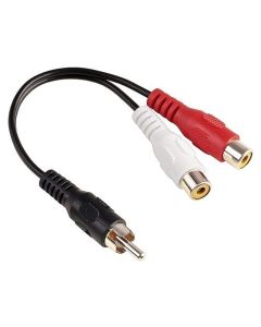 Monoprice Audio/Stereo Cable - 0.5 Feet - Black | RCA Plug/2 RCA Jack, Mono Source to Stereo System