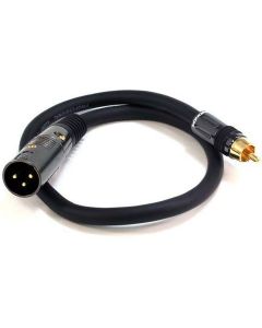 Monoprice XLR Male to RCA Male Cable - 1.5 Feet - Black, 16AWG Shielded Twisted Pair Oxygen-Free Copper Braid Conductors, E21 Gold Plated Connectors - Premier Series