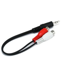 Monoprice 6inch 3.5mm Stereo Plug/2 RCA Jack Cable - Black
