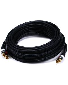 Monoprice Premium Two-Channel Audio Cable - 25 Feet - Black | 2 RCA Plug to 2 RCA Plug 22AWG, Male to Male