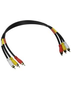 Monoprice Video Cable - 1.5 Feet - Black | Triple RCA Stereo Video Dubbing Composite Cable, Gold Plated Connectors
